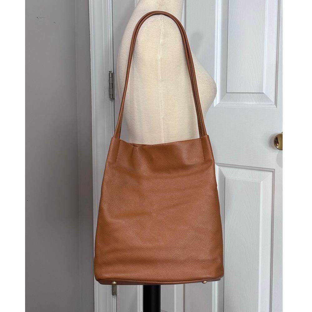 Kattee Leather Tote Tan Brown Paper Bag Style Shoulder Purse Camel Color